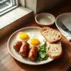 PAN SEARED SAUSAGE AND EGGS
